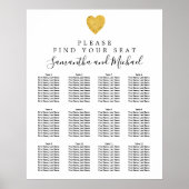 Gold Foil Heart 12-tafel bruiloft Poster (Voorkant)