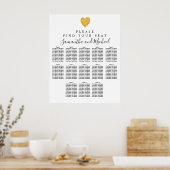 Gold Foil Heart 13-tafel bruiloft Poster (Keuken)