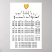 Gold foil Heart 19-tafel bruiloft Poster (Voorkant)