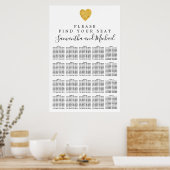 Gold foil Heart 20-tafel bruiloft Poster (Keuken)