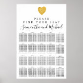 Gold foil Heart 20-tafel bruiloft Poster (Voorkant)