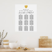 Gold Foil Heart 9-Table Wedding Seating Chart Poster (Keuken)