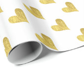 Gold Foil Heart Cadeaupapier (Rol Hoek)