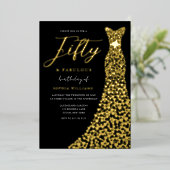 Gold Foil Heart Dress 50th Birthday Party Golden Folie Uitnodiging (Staand Voorkant)
