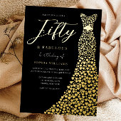 Gold Foil Heart Dress 50th Birthday Party Golden Folie Uitnodiging