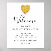 Gold Foil Heart Elegant Wedding Welkomstteken Poster (Voorkant)