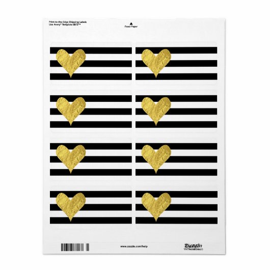 Gold Foil Heart Etiket (Full Sheet)