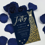 Gold Foil Heart Gown with Navy 50th Birthday Party Folie Uitnodiging<br><div class="desc">Gold Foil Heart met Navy 50th Birthday Party Folie Invitation 50 & Fabulous Bekijk andere uitnodigingen in onze niche en nestwinkel</div>
