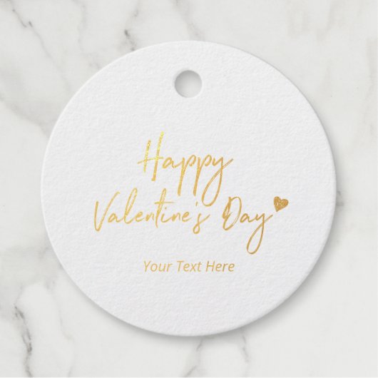 Gold Foil Heart Happy Valentine's Day Gift Labels (Voorkant)