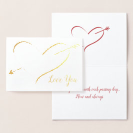 Gold Foil Heart "I Love You"-Valentijn Folie Kaarten