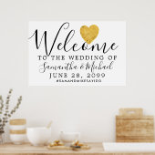 Gold Foil Heart Modern Weddenschap Welkomstbord Poster (Keuken)