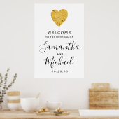 Gold Foil Heart Modern Welkom bij ons huwelijksbor Poster (Keuken)