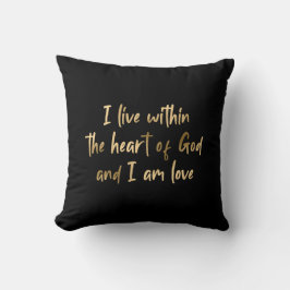 Gold Foil Heart of God Inspirerend Quote Black Kussen
