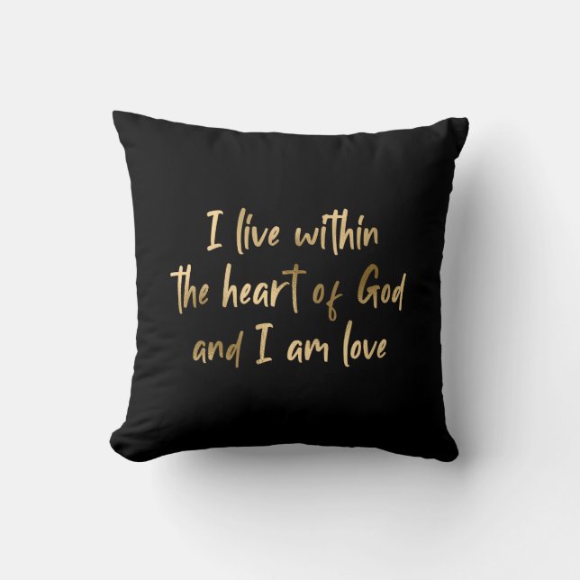 Gold Foil Heart of God Inspirerend Quote Black Kussen (Voorkant)