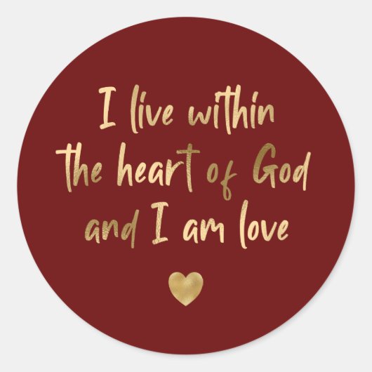 Gold Foil Heart of God Inspirerend Quote Red Ronde Sticker (Voorkant)
