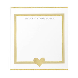 Gold Foil Heart, persoonlijk Notitieblok, 5,5 x 6  Notitieblok
