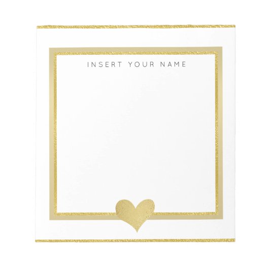 Gold Foil Heart, persoonlijk Notitieblok, 5,5 x 6  Notitieblok (Voorkant)