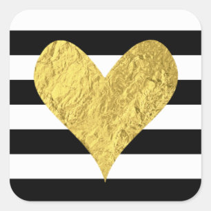 Gold Foil Heart Vierkante Sticker