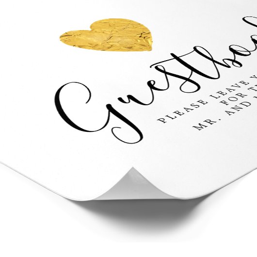 Gold Foil Heart Weddenschap Poster (Hoek)