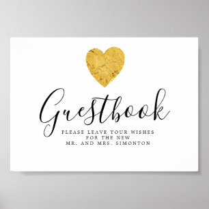 Gold Foil Heart Weddenschap Poster