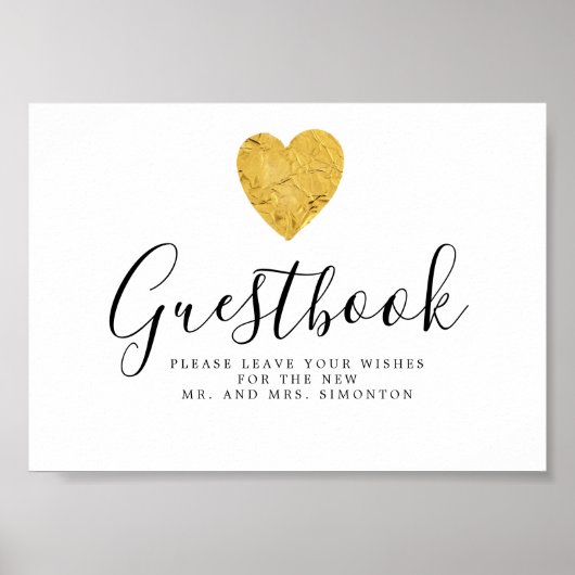 Gold Foil Heart Weddenschap Poster (Voorkant)