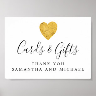 Gold Foil Heart Weddenschappen en cadeaubonnen Poster