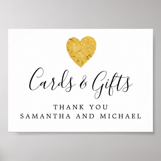 Gold Foil Heart Weddenschappen en cadeaubonnen Poster (Voorkant)