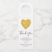 Gold Foil Heart Wedding Favoriet Dank u Flessenhanger (Voorkant)