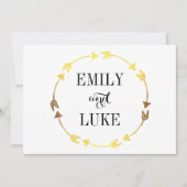 Gold Foil Heart Wreath Romantic Verloving Kaart (Voorkant)