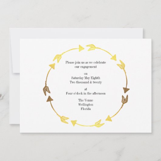 Gold Foil Heart Wreath Romantic Verloving Kaart (Achterkant)