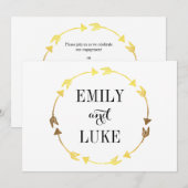 Gold Foil Heart Wreath Romantic Verloving Kaart (Voorkant / Achterkant)