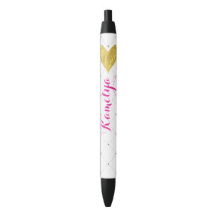 Gold Foil Heart Zwarte Inkt Pen