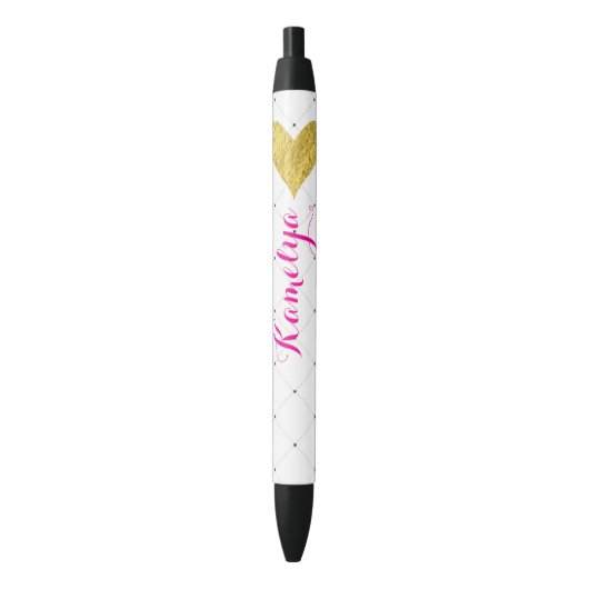 Gold Foil Heart Zwarte Inkt Pen (Voorkant Verticaal)