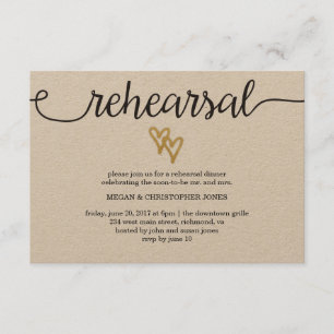 Gold Foil Hearts Kraft Paper Rehearkaart Kaart