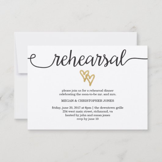 Gold Foil Hearts Kraft Paper Repetitie Kaart (Voorkant)