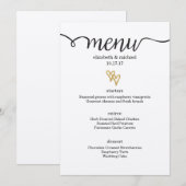 Gold Foil Hearts Kraft Paper Wedding Menu (Voorkant / Achterkant)