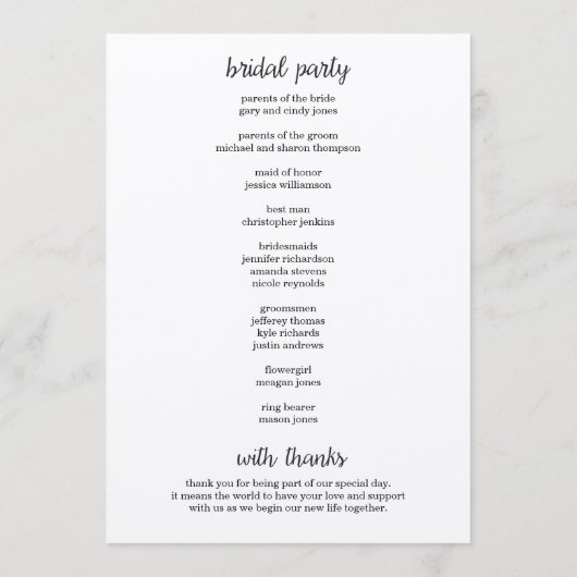 Gold Foil Hearts Kraft Paper Wedding Programme Programmakaart (Achterkant)