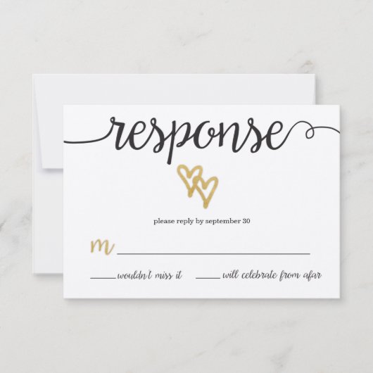 Gold Foil Hearts Kraft Paper Weduwkaart RSVP Card (Voorkant)