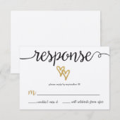 Gold Foil Hearts Kraft Paper Weduwkaart RSVP Card (Voorkant / Achterkant)