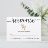 Gold Foil Hearts Kraft Paper Weduwkaart RSVP Card (Staand voorkant)