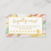 Gold Foil Hearts Pastel gekleurd Klantenkaartje (Voorkant)