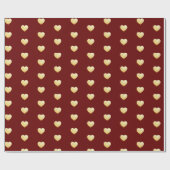 Gold Foil Hearts Pattern on Burgundy Red Cadeaupapier (Vlak)