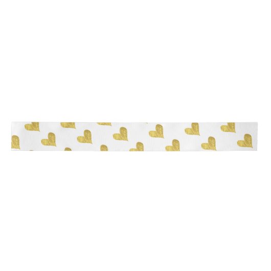 Gold Foil Hearts Satijnen Lint (Voorkant)