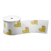 Gold Foil Hearts Satijnen Lint (Spoel)