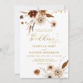 Gold Foil Herfst Boho Terracotta Neutral Wedding Kaart (Voorkant)