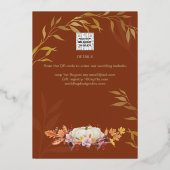 GOLD FOIL Herfst Pumpkin VRIJGEZELLENFEEST QR-code Folie Uitnodiging (Achterkant)