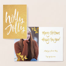 Gold Foil Holly Jolly Kerstmis je FOTO binnenin