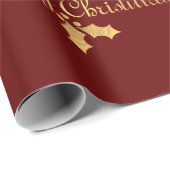 Gold Foil Holly Merry Christmas Cadeaupapier (Rol Hoek)