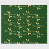 Gold Foil Holly Merry kerst Cadeaupapier (Vlak)