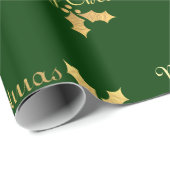 Gold Foil Holly Merry kerst Cadeaupapier (Rol Hoek)